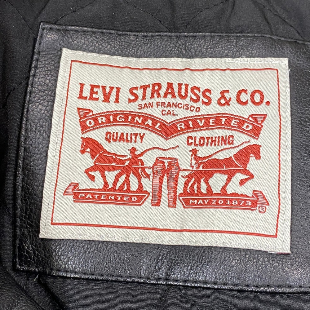Levi's Trucker Jacket Mens L Sherpa Faux Leather Heritage Workwear Black Bomber - Picture 3 of 13